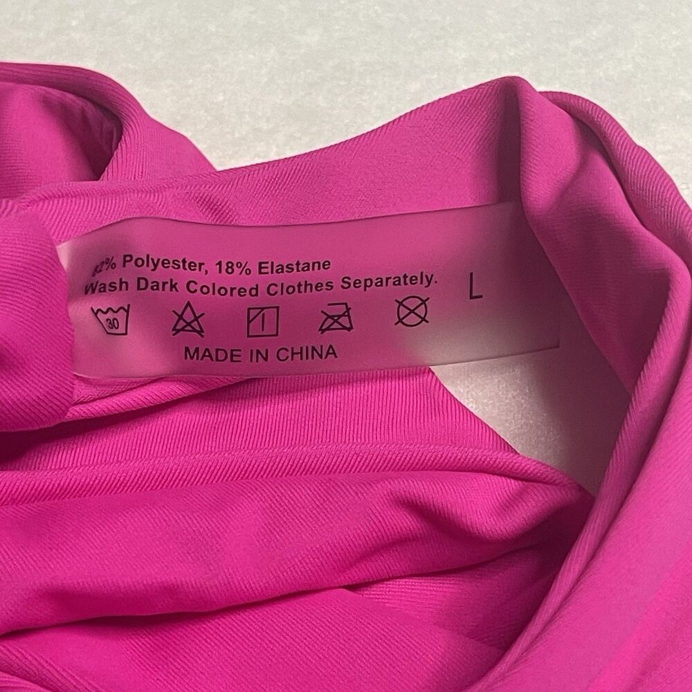 Vibrant Pink Bikini Set with Patterned Waistband Size Large - Picture 5 of 6
